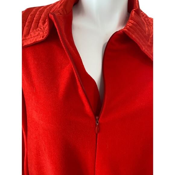 Size 14 Vanity Fair 1970s Womens Red Half Zip Robe Long Sleeve Dacron Polyester - Picture 10 of 10